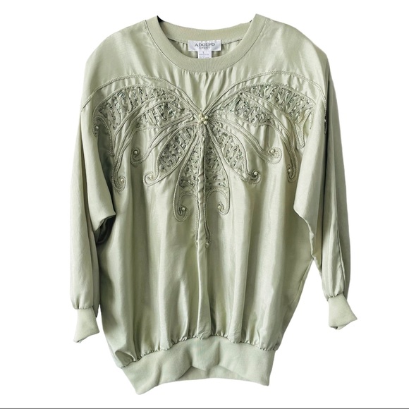 Vintage Tops - Vintage Aldofo Sport Green Long Sleeve Top Large